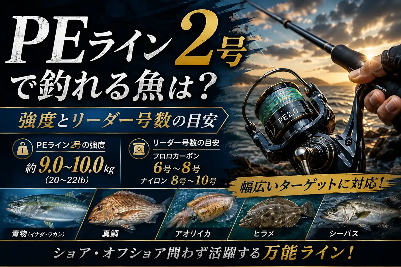 PEライン2号で釣れる魚は？強度とリーダー号数の目安