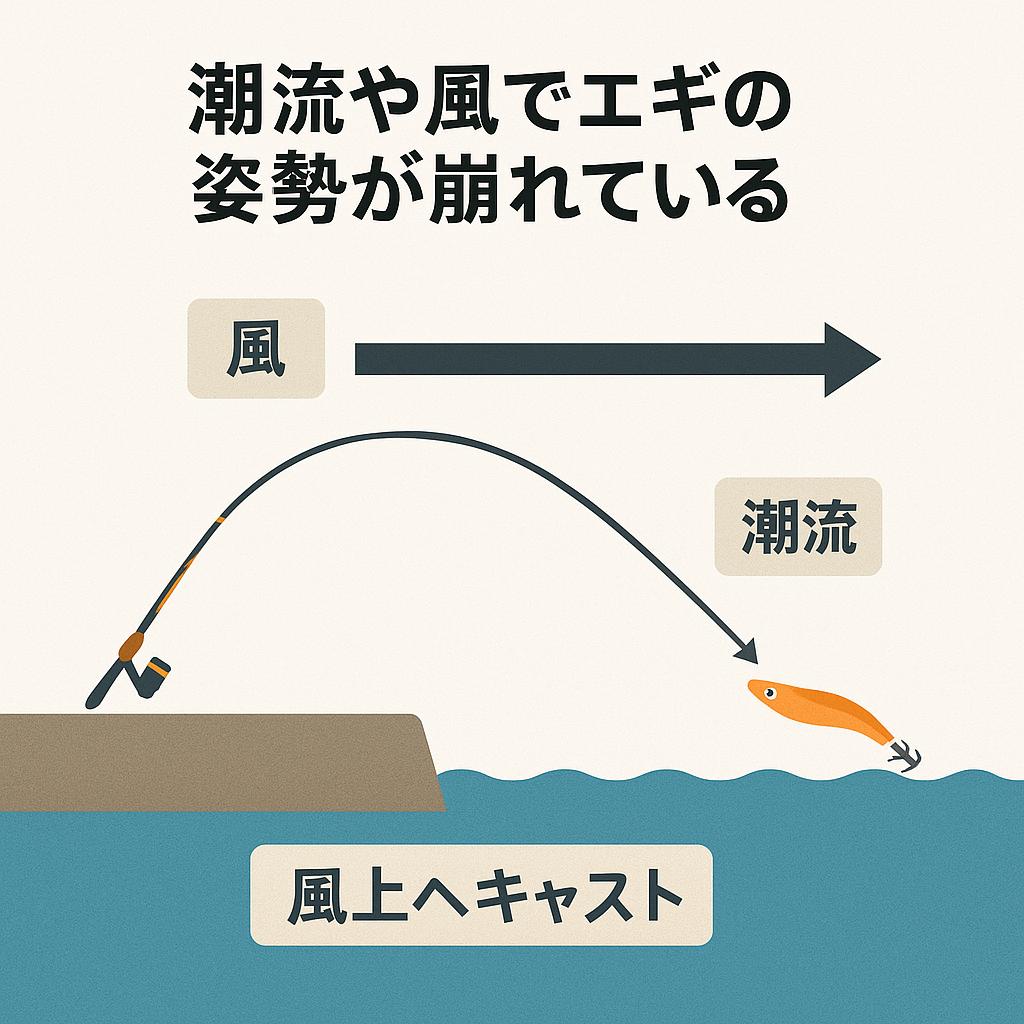風向きとキャスト方向の解説図