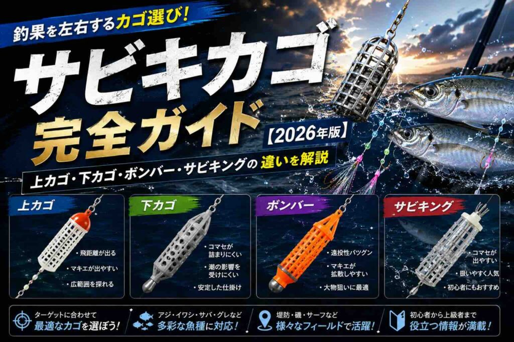 サビキカゴ完全ガイド【2026年版】上カゴ・下カゴ・ボンバー・サビキングの違いを解説