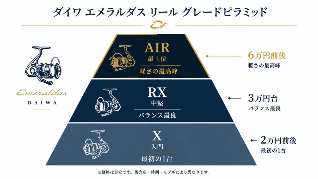 ダイワエメラルダスリールグレードピラミッド