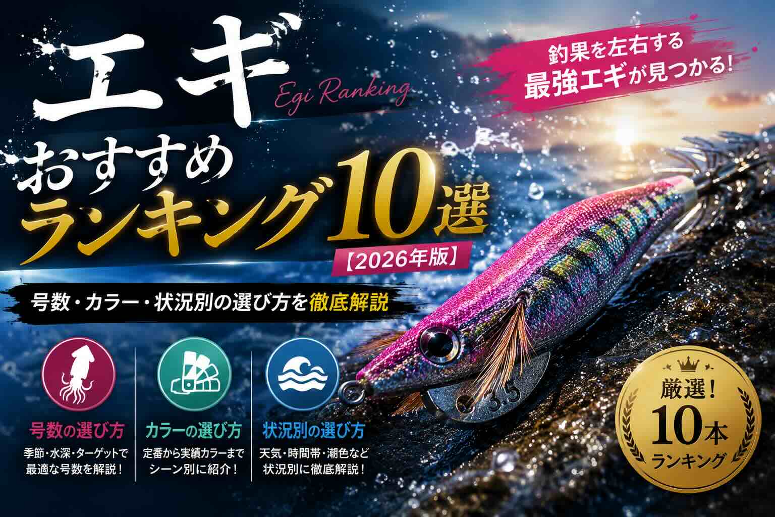 エギおすすめランキング10選【2026年版】号数・カラー・状況別の選び方を徹底解説